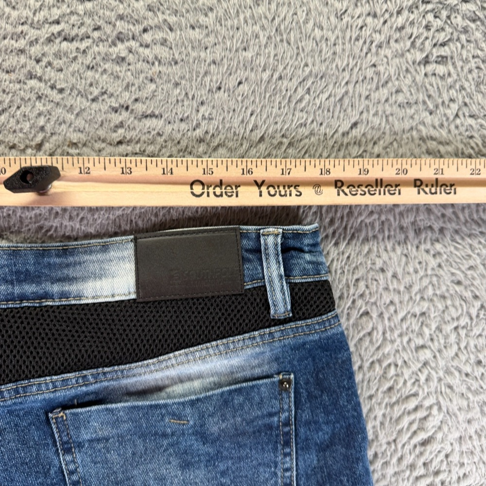 Vintage Southpole Shorts Mens 34 Blue Cotton Denim Bermuda Faded Biker Stretch - Picture 7 of 11